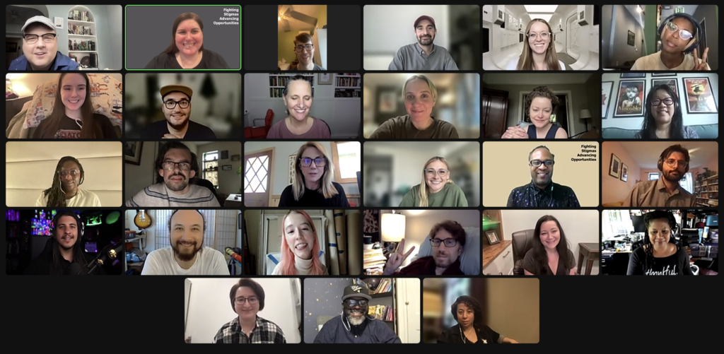 screenshot of RespectAbility Lab Fellows and alumni smiling together on Zoom